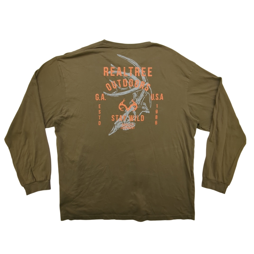 Realtree Outdoors Shirt Mens Large Long Sleeve Hunting Stay Wild Graphic 1986